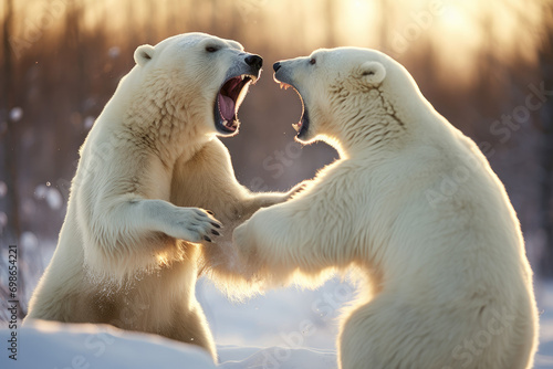 polar bears fighting in nature