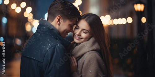 a loving couple outdoors for valentine's day photo