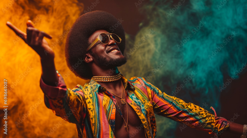 Obraz premium retro black afro man dancing