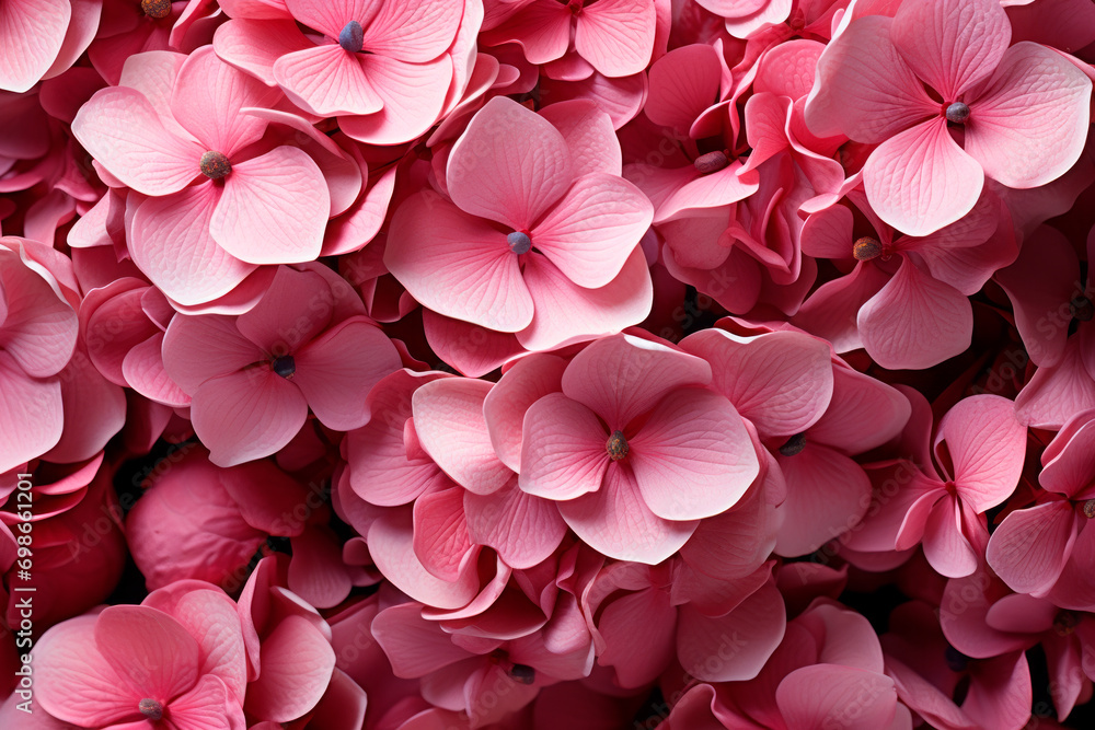 pink hydrangea, floral background. garden inflorescences in close-up. natural backdrop.