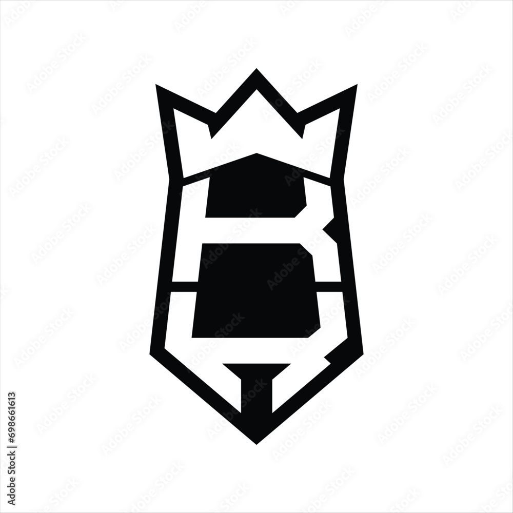 KK Letter Logo monogram hexagon shield shape up and down with crown isolated style design KK Letter Logo monogram hexagon shield shape up and down with crown isolated style design