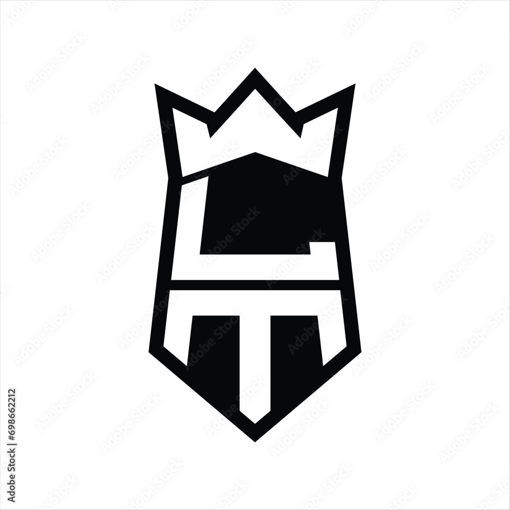 LM Letter Logo monogram hexagon shield shape up and down with crown isolated style design LM Letter Logo monogram hexagon shield shape up and down with crown isolated style design
