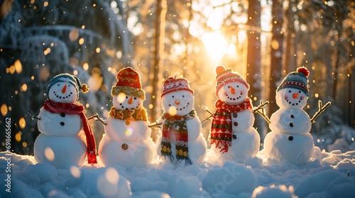 Five Snowmen in a Row photo