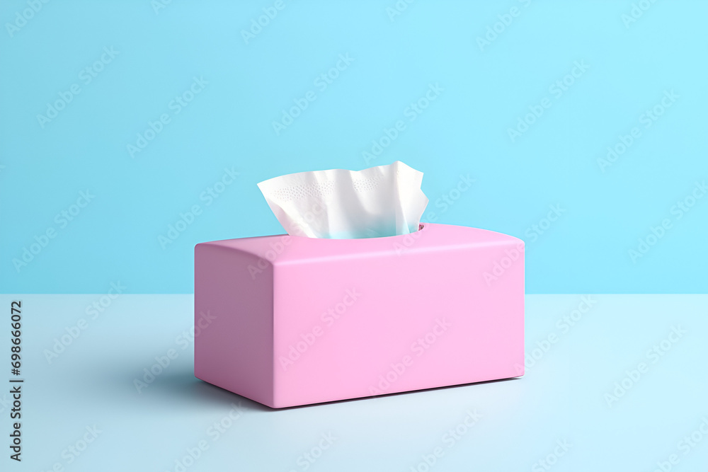 Pink Tissue Box on Blue Background
Pink Tissue Box on Blue Background