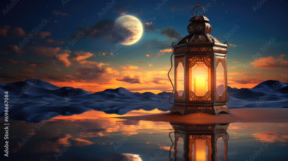 Traditional ornate lantern with a lit candle inside is placed on a wooden surface against the blurred backdrop. Ramadan celebration. Traditional ornate lantern with a lit candle inside is placed on a wooden surface against the blurred backdrop. Ramadan celebration.