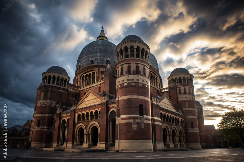 The LHC's exterior against a dramatic sky