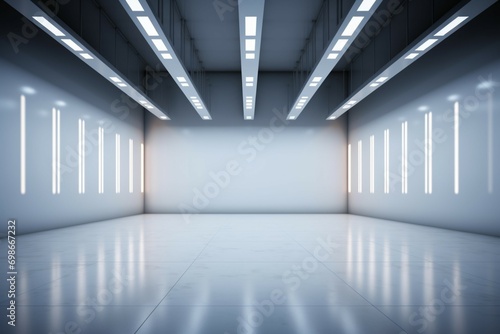 Spatial magic Empty room bathed in top light, 3D rendering