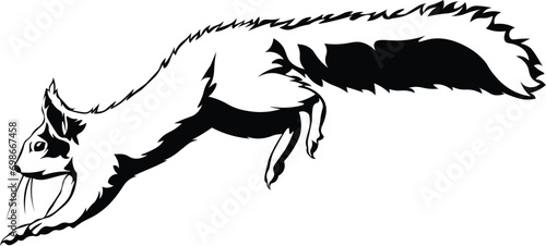 Cartoon Black and White Isolated Illustration Vector Of A Squirrel Rodent
