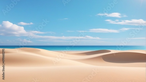 Empty sand beach with clear sky background