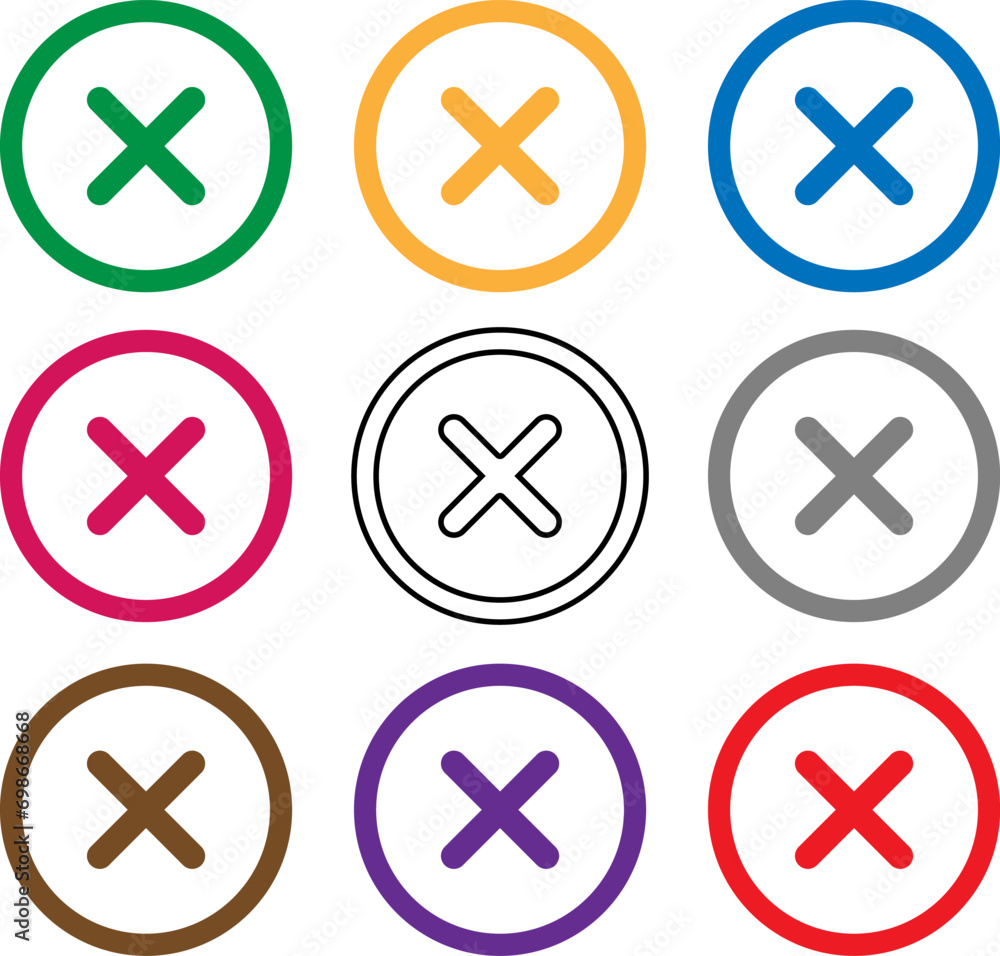 Simple mark graphic design. Round button for vote, decision, web. Symbol of error, check, wrong or stop, failed. Vector illustration. Colorful Simple mark graphic design. Round button for vote, decision, web. Symbol of error, check, wrong or stop, failed. Vector illustration. Colorful