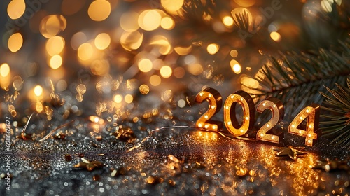 2024 New Year Celebration Theme Background, generative AI