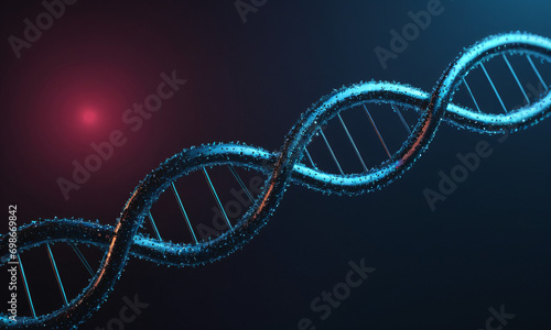 DNA strand on blue background