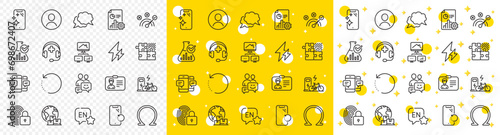 Outline Smartphone recovery, Medical support and Identification card line icons pack for web with Electric bike, Correct answer, Electricity line icon. Smartphone clean, Communication. Vector
