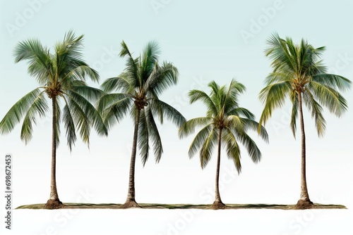 Coastal escape Tropical palm trees isolated against a clean white background