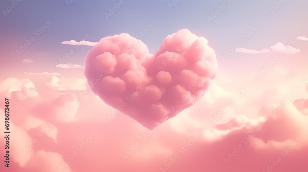 Pink Valentine's Day hearts in clouds as abstract background, romantic wallpaper, Valentine's Day background