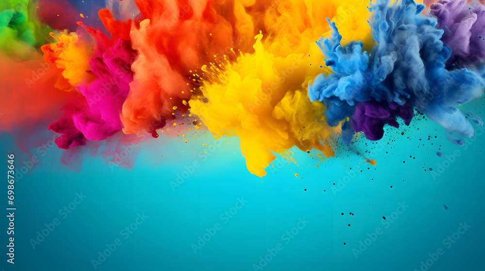 Explosion of Colorful Powder Dust on Vibrant Background