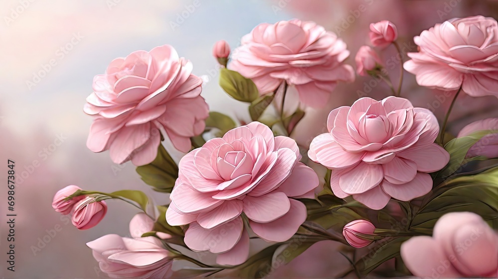 Pink Blossom Serenity Photorealistic Floral Delight in High-Resolution.