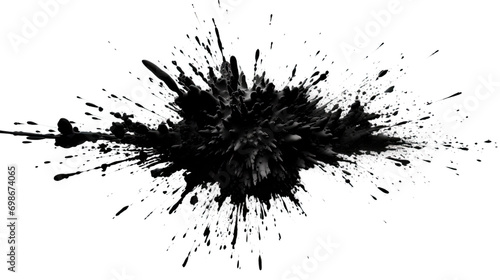 Explosion Abstract Black Splash. Isolated on transparent background