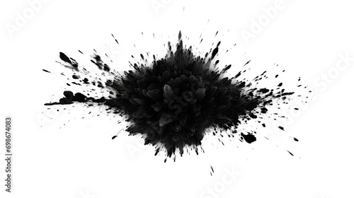Explosion Abstract Black Splash. Isolated on transparent background