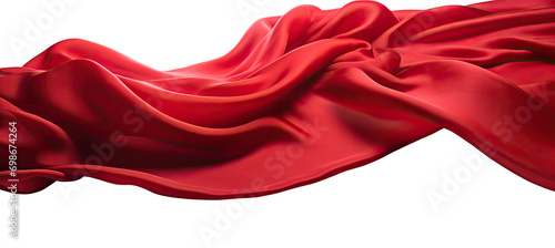 Red cloth material flying in the wind. Isolated on Transparent background. 