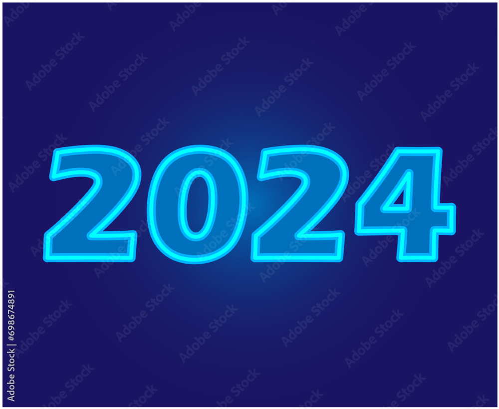 Happy New Year 2024 Abstract Cyan Graphic Design Vector Logo Symbol Illustration With Blue Background Happy New Year 2024 Abstract Cyan Graphic Design Vector Logo Symbol Illustration With Blue Background