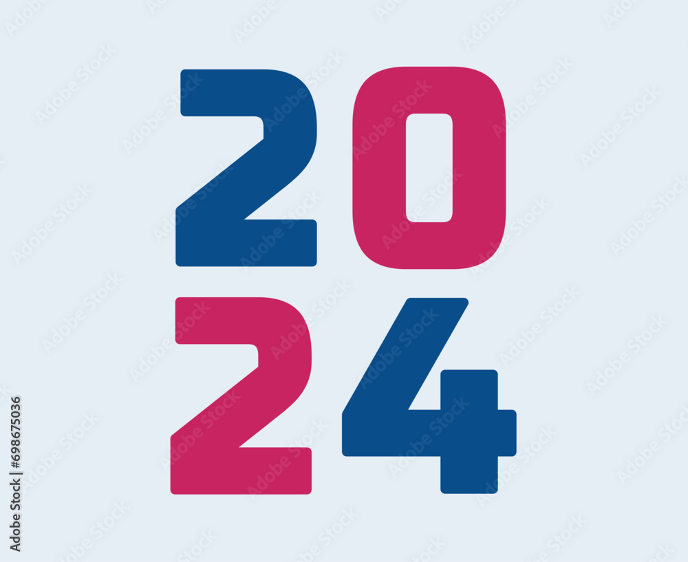 Happy New Year 2024 Abstract Blue And Pink Graphic Design Vector Logo Symbol Illustration With Cyan Background Happy New Year 2024 Abstract Blue And Pink Graphic Design Vector Logo Symbol Illustration With Cyan Background