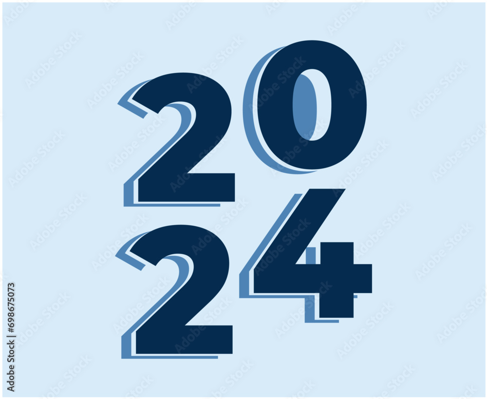 Happy New Year 2024 Abstract Blue Graphic Design Vector Logo Symbol Illustration With Cyan Background Happy New Year 2024 Abstract Blue Graphic Design Vector Logo Symbol Illustration With Cyan Background
