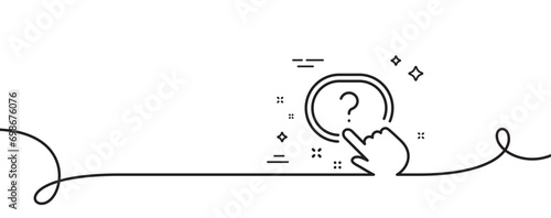 Question button line icon. Continuous one line with curl. Ask help sign. Faq questionnaire symbol. Question button single outline ribbon. Loop curve pattern. Vector