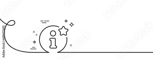 Info line icon. Continuous one line with curl. Help inform sign. Support information symbol. Info single outline ribbon. Loop curve pattern. Vector