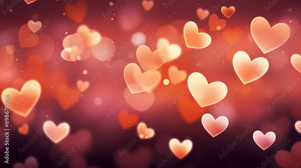 Background for Valentine's Day card with many hearts and blurry lights, Valentine's Day background Background for Valentine's Day card with many hearts and blurry lights, Valentine's Day background