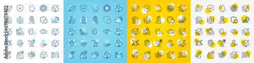 Vector icons set of Covid test, Vitamin k and Niacin vitamin line icons pack for web with Cough, Coronavirus statistics, Cleaning liquids outline icon. Alcohol addiction, Veins. Vector