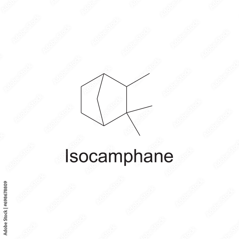 Fototapeta premium Isocamphane skeletal structure diagram.Monoterpene ketone compound molecule scientific illustration on white background.