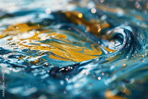 A swirling blue and yellow ocean wave