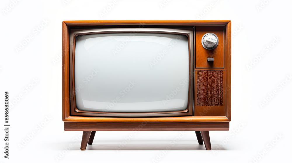 An old Vintage retro tv Television. Isolated on white background