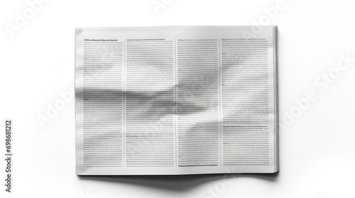 Top view Blank empty Daily Newspaper. Isolated on white background