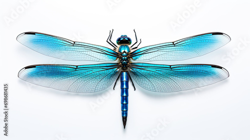 Top view Blue Dragonfly. Isolated on white background