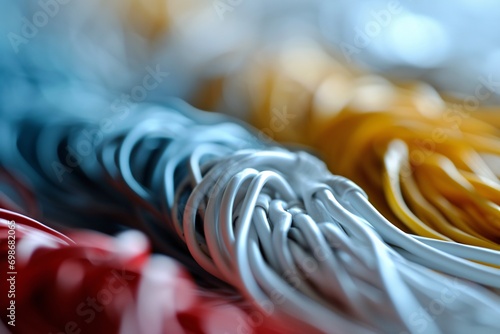 A variety of colored wires in a bundle photo
