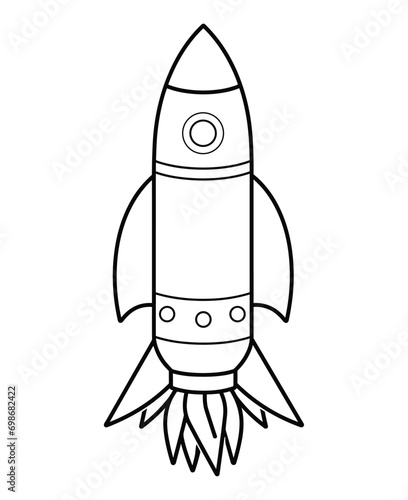 Cute and funny coloring page of a rocket. Provides hours of coloring fun for children. To color this page is very easy. Suitable for little kids and toddlers.