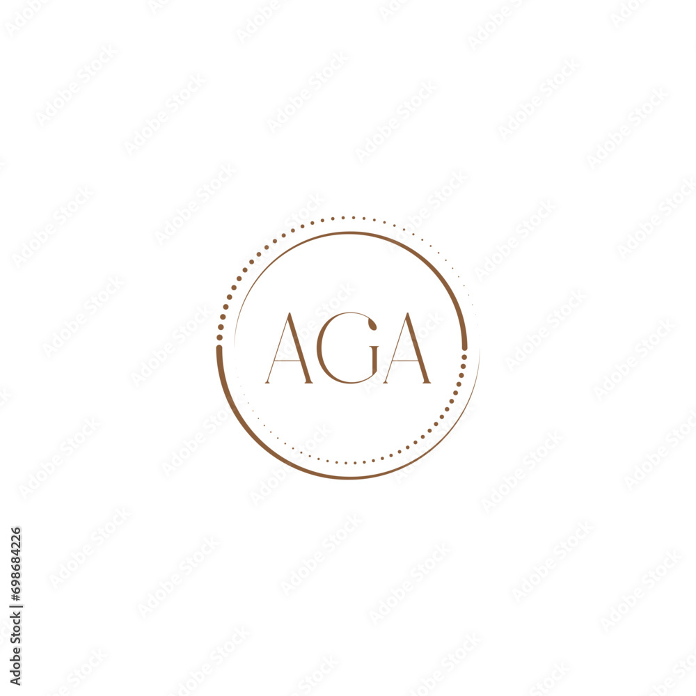 Fototapeta premium AGA creative initial letter flat monogram logo design with White background.Vector logo modern alphabet golden color font style.