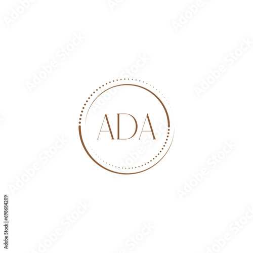 ADA creative initial letter flat monogram logo design with White background.Vector logo modern alphabet golden color font style.