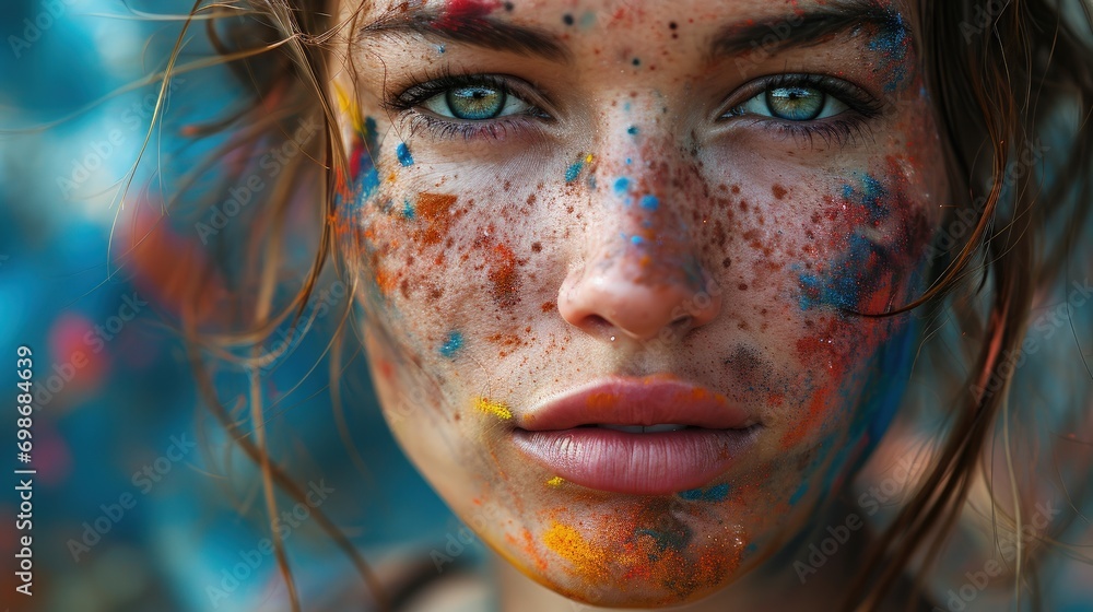 A Woman With a Lot of Paint All Over Her Face A Woman With a Lot of Paint All Over Her Face