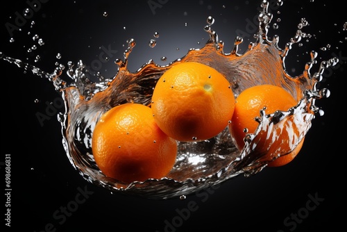 Vibrant Orange Juice Stream, Refreshing and Dynamic with Juicy and Fresh Flavors
