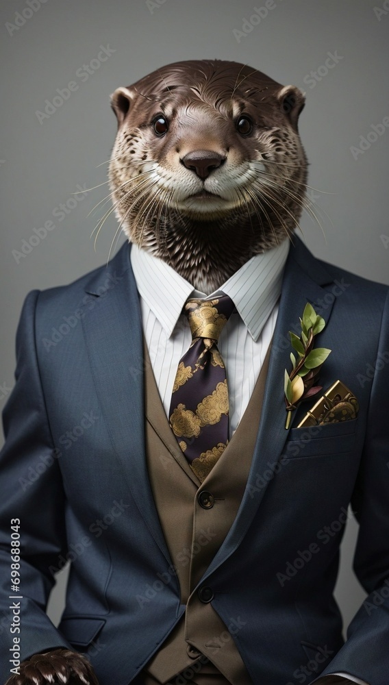Tiger in a Luxurious Colorful Professional Suit. Animal posing with a charismatic human attitude. Fun Concept in a Simple Plain Background. Creative Marketing and Branding Concept. Tiger in a Luxurious Colorful Professional Suit. Animal posing with a charismatic human attitude. Fun Concept in a Simple Plain Background. Creative Marketing and Branding Concept.