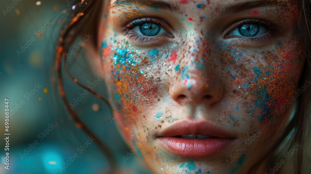 Colorful Powders Transform the Eyes of a Captivating Woman