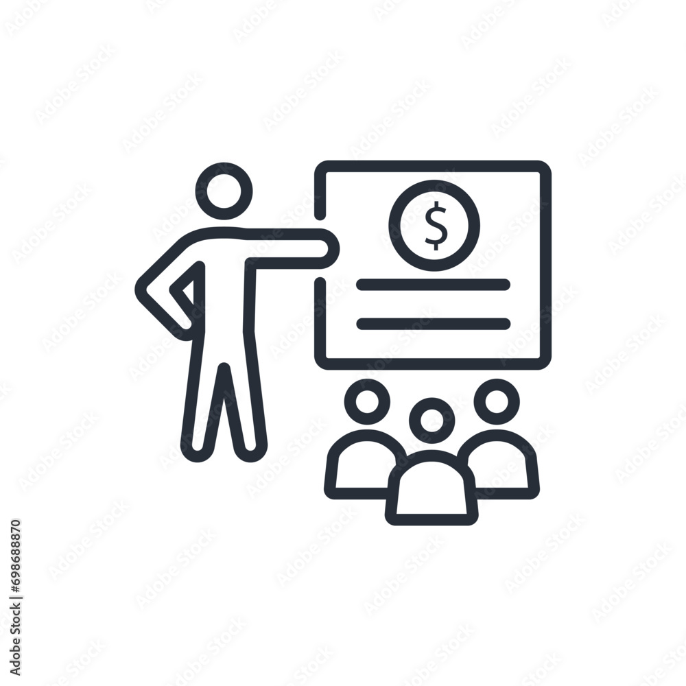sales presentation icon. vector.Editable stroke.linear style sign for use web design,logo.Symbol illustration. sales presentation icon. vector.Editable stroke.linear style sign for use web design,logo.Symbol illustration.