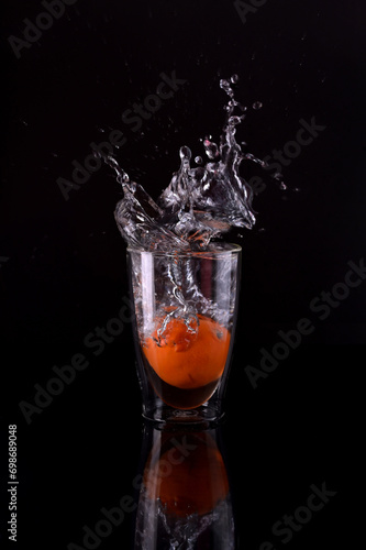 Splash, Glas, Mandarine, Clementine Wasserspritzer