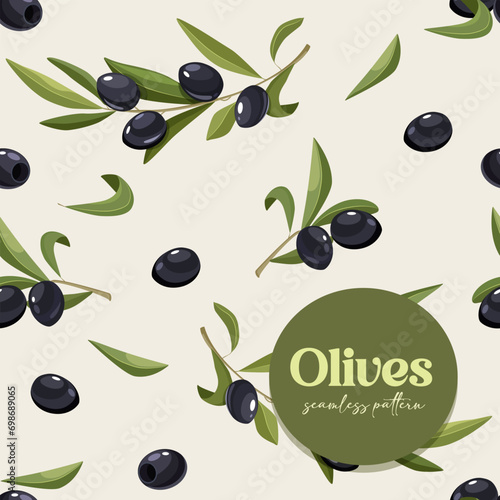 Seamless pattern with olives
