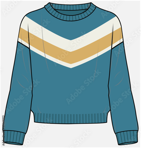 JUMPERS WEATER WITH CHEVRON DETAIL DESIGNED FOR TEEN GIRLS AND KID GIRLS IN VECTOR ILLUSTRATION FILE