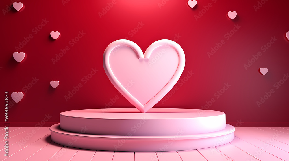 A stage with a heart for advertising products for the Valentine's Day holiday
