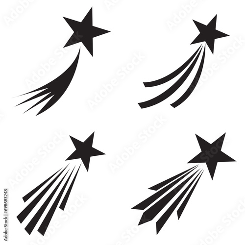 Shooting stars icon vector set. Comet tail or star trail illustration sign collection. Shooting stars vector. EPS 10 photo